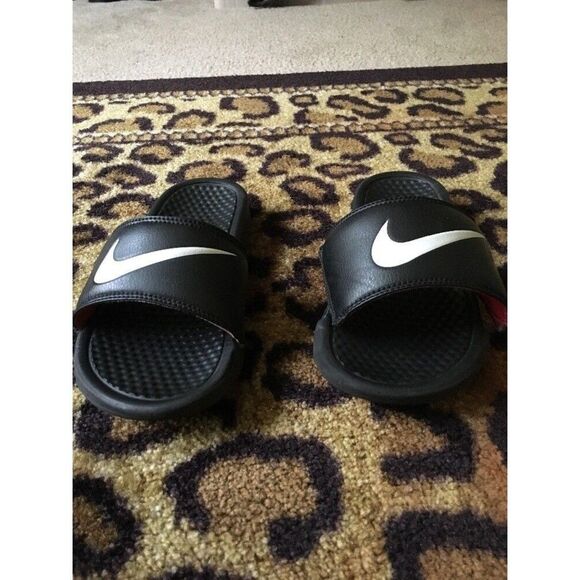 Nike Men\'s Flip Flops Slides Sandals Shoes Size 6 Black with White Logo main image 5
